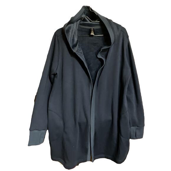 Active Life Women's L Sweatshirt Hoodie Navy Blue Open Front Fleece Lined Thumbs - Picture 1 of 6